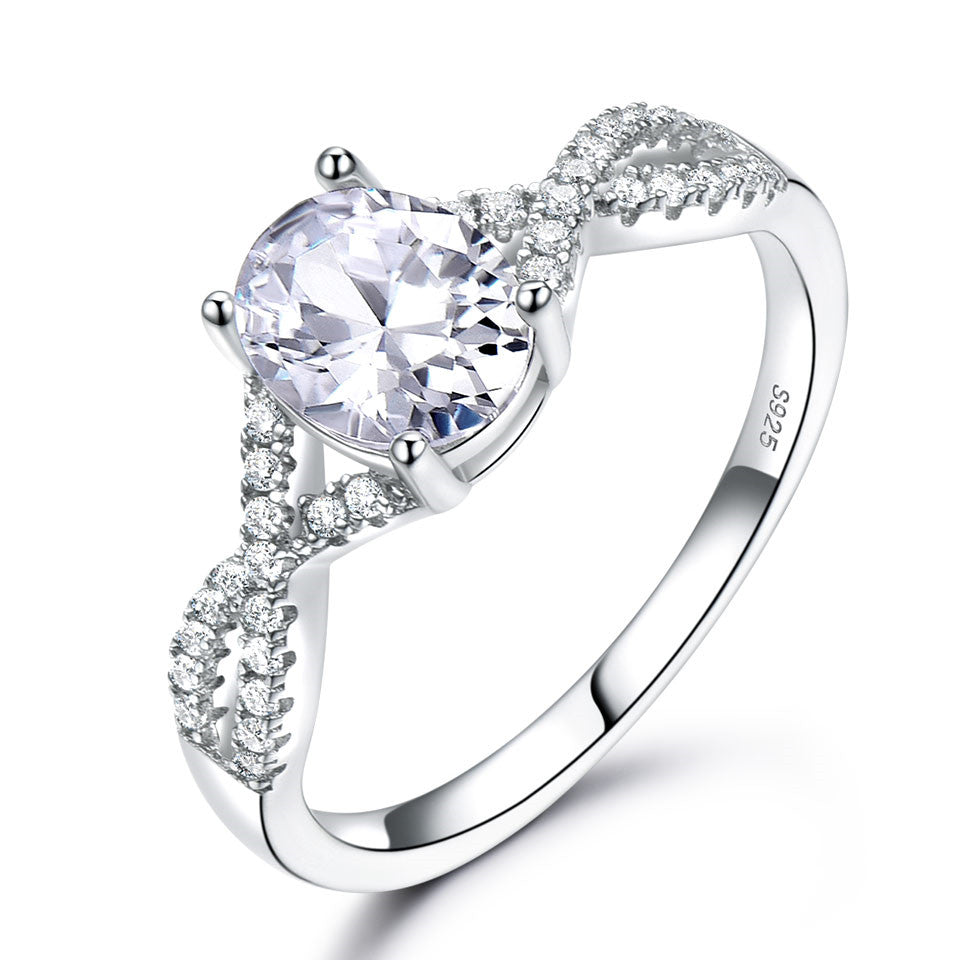 Sterling Silver Oval Nano Morganite Ladies Ring – Elegant Pink Gemstone Ring for Women
