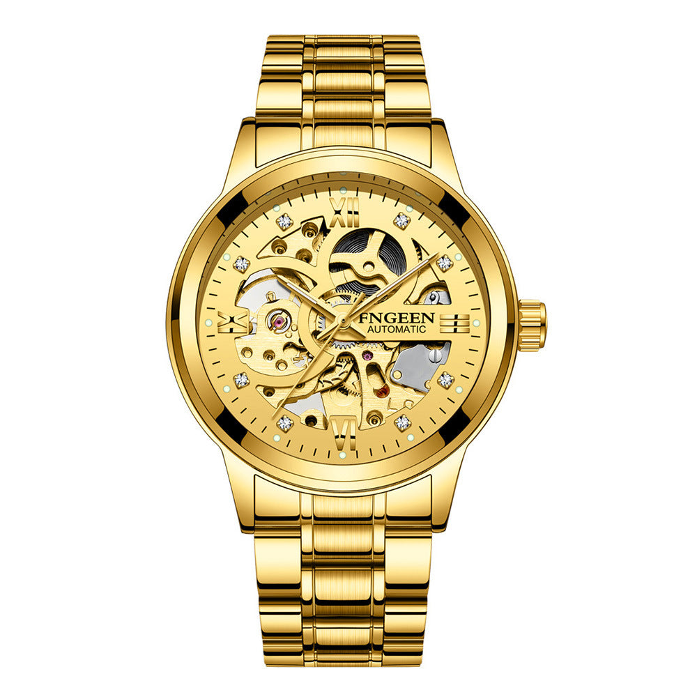 Fashion Luxury Luminous Mechanical Watch – Waterproof Steel Band Wristwatch