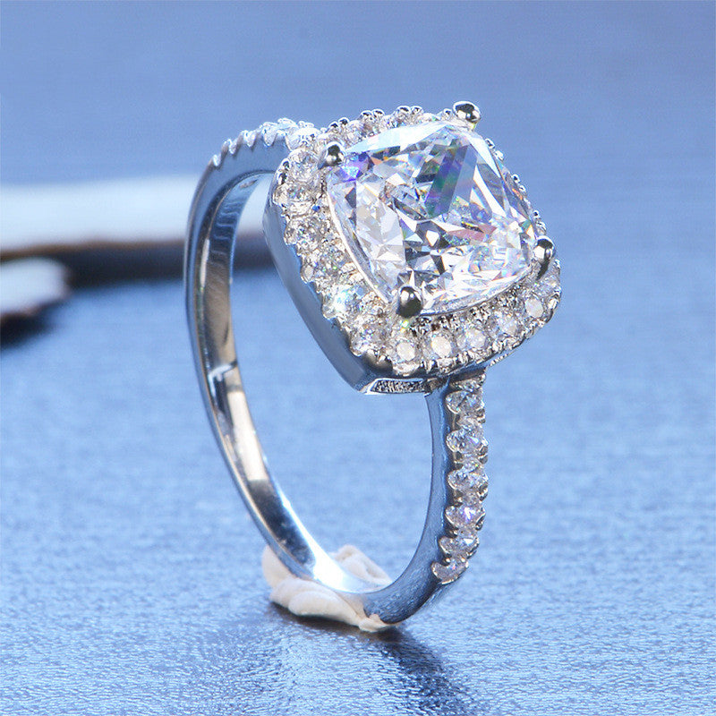 Ladies 1 Carat Moissanite Diamond Ring – Luxury Round & Princess Square Cut Ring