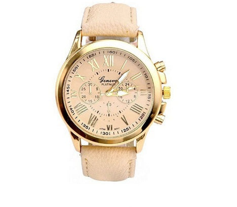 Three Eye Retro Geneva Quartz Watch – Trendy Couples & Students Belt Watch