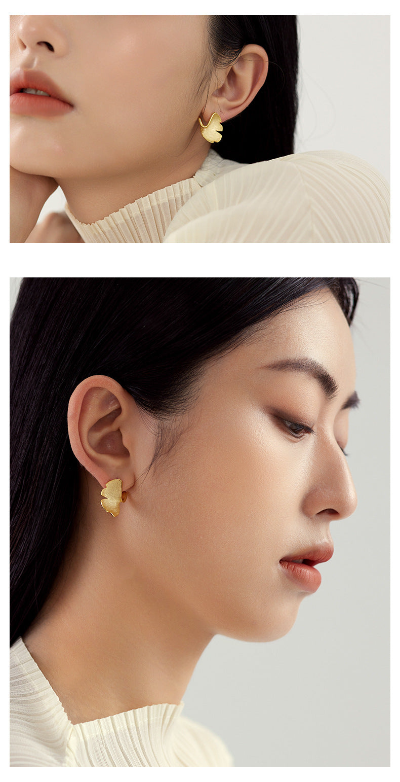 Ginkgo Biloba Sterling Silver & 14k Gold Stud Earrings | Carlysdarlia Jewelry