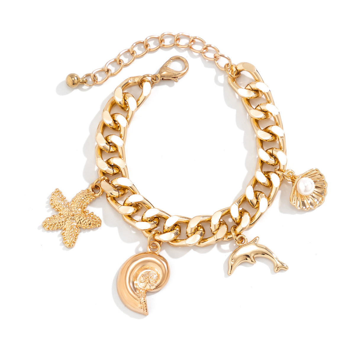Boho Conch Dolphin Starfish Choker Necklace & Bracelet Set – Vintage Tassel Grunge Jewelry