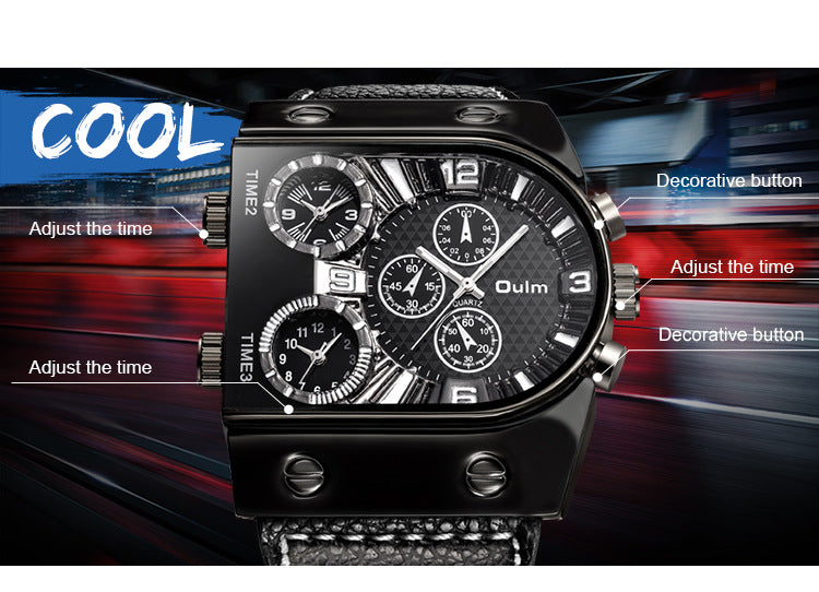 Men's Double Display Quartz Wristwatch – Analog & Digital Dual Display Watch