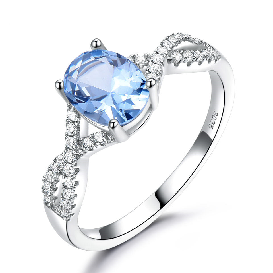 Sterling Silver Oval Nano Morganite Ladies Ring – Elegant Pink Gemstone Ring for Women