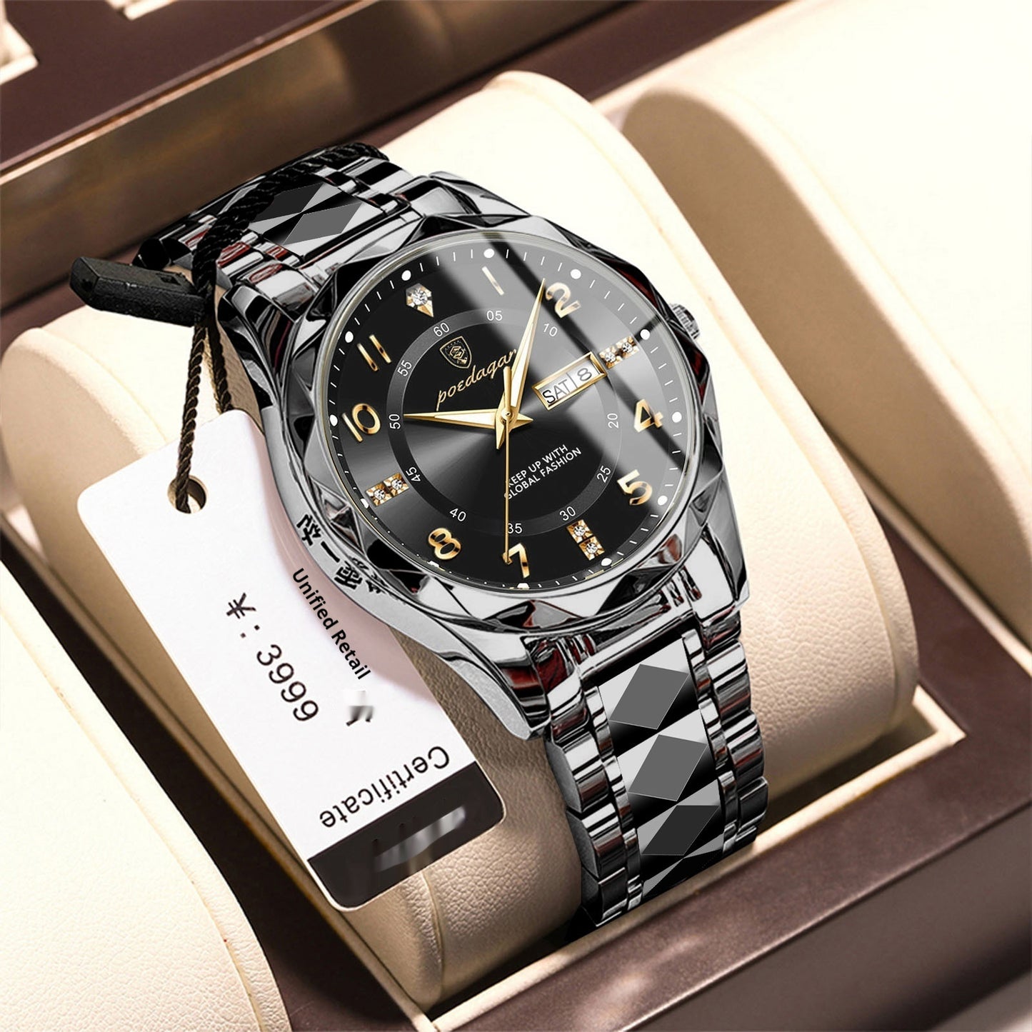 Men's Waterproof Double Calendar Luminous Quartz Watch – Multifunctional Wristwatch