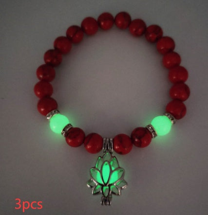 Energy Luminous Lotus Natural Stone Bracelet Yoga Healing Luminous Glow In The Dark Charm Beads Bracelet For Men & Women