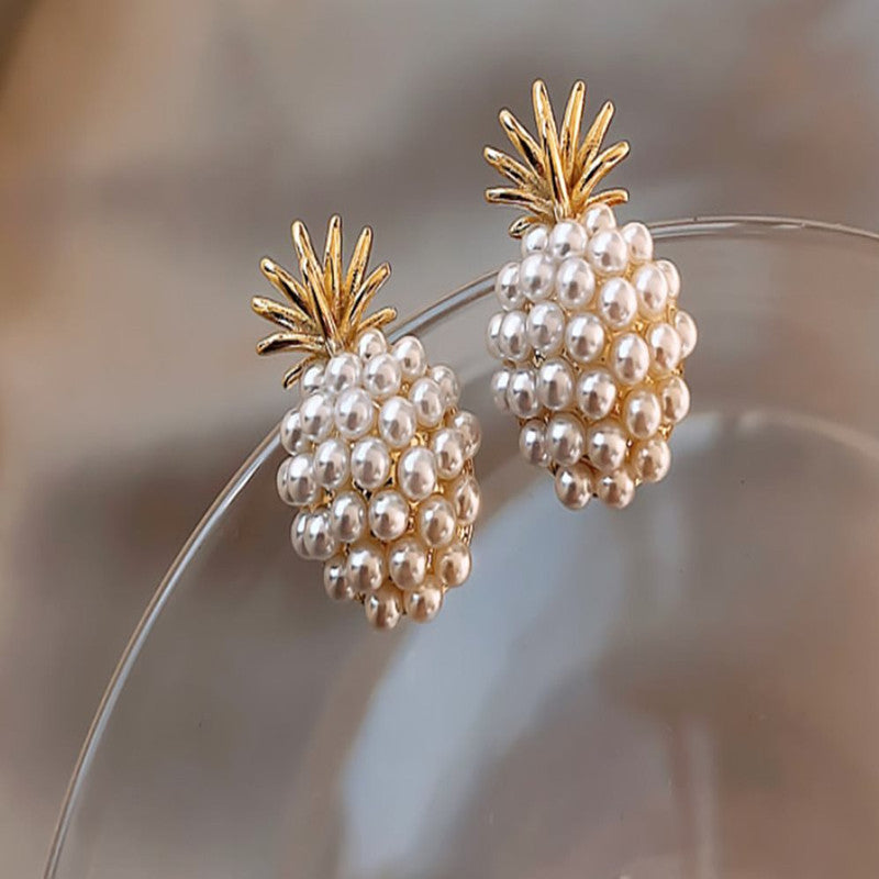 Pineapple Starfish Pearl Earrings – Cute Tropical Beach Stud Earrings for Women
