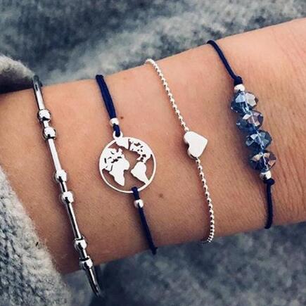 Bead Chain Bracelet & Anklet Set – Layered Fashion Jewelry for Women