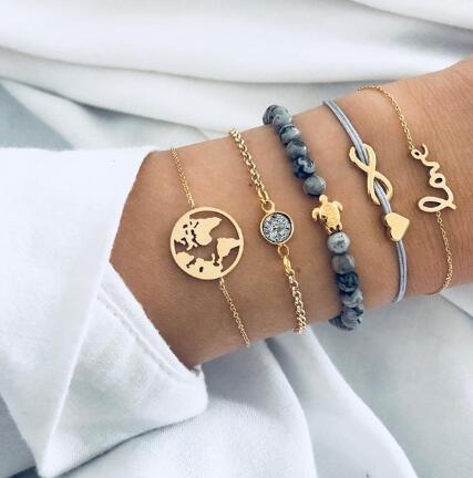 Bead Chain Bracelet & Anklet Set – Layered Fashion Jewelry for Women
