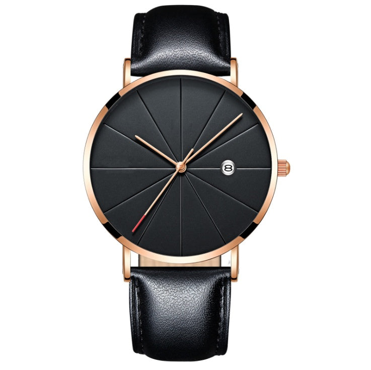 Simple Calendar Creative Waterproof Quartz Watch – Men's Everyday Wristwatch