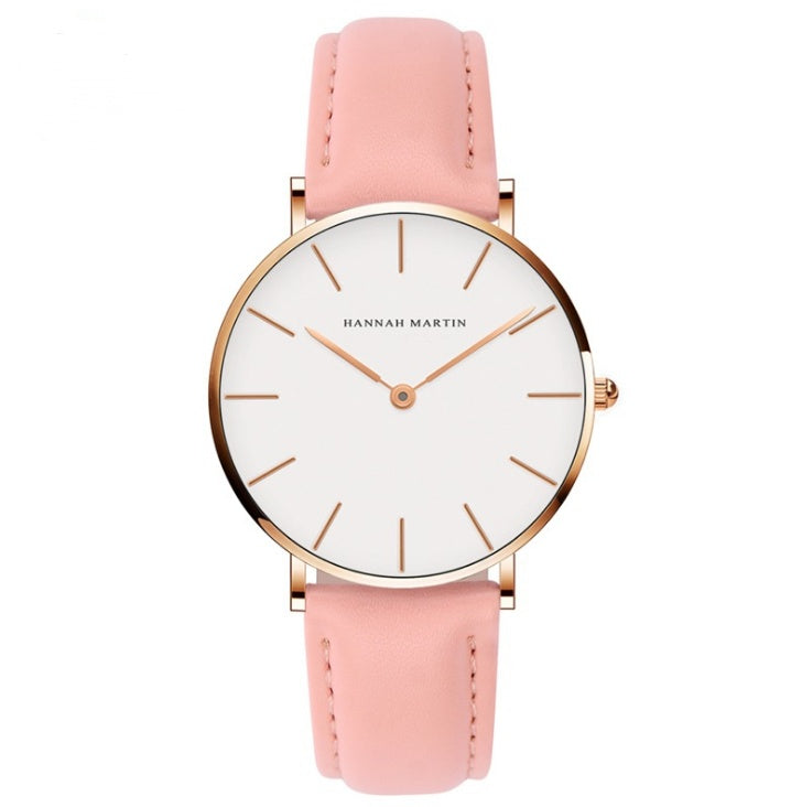 Ultra-Thin Quartz Watch – Waterproof Business Casual Black Belt Watch for Men & Women