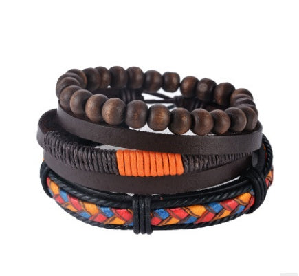 Multilayer Leather Punk Wrap Bracelet – Beaded Vintage Style for Men & Women