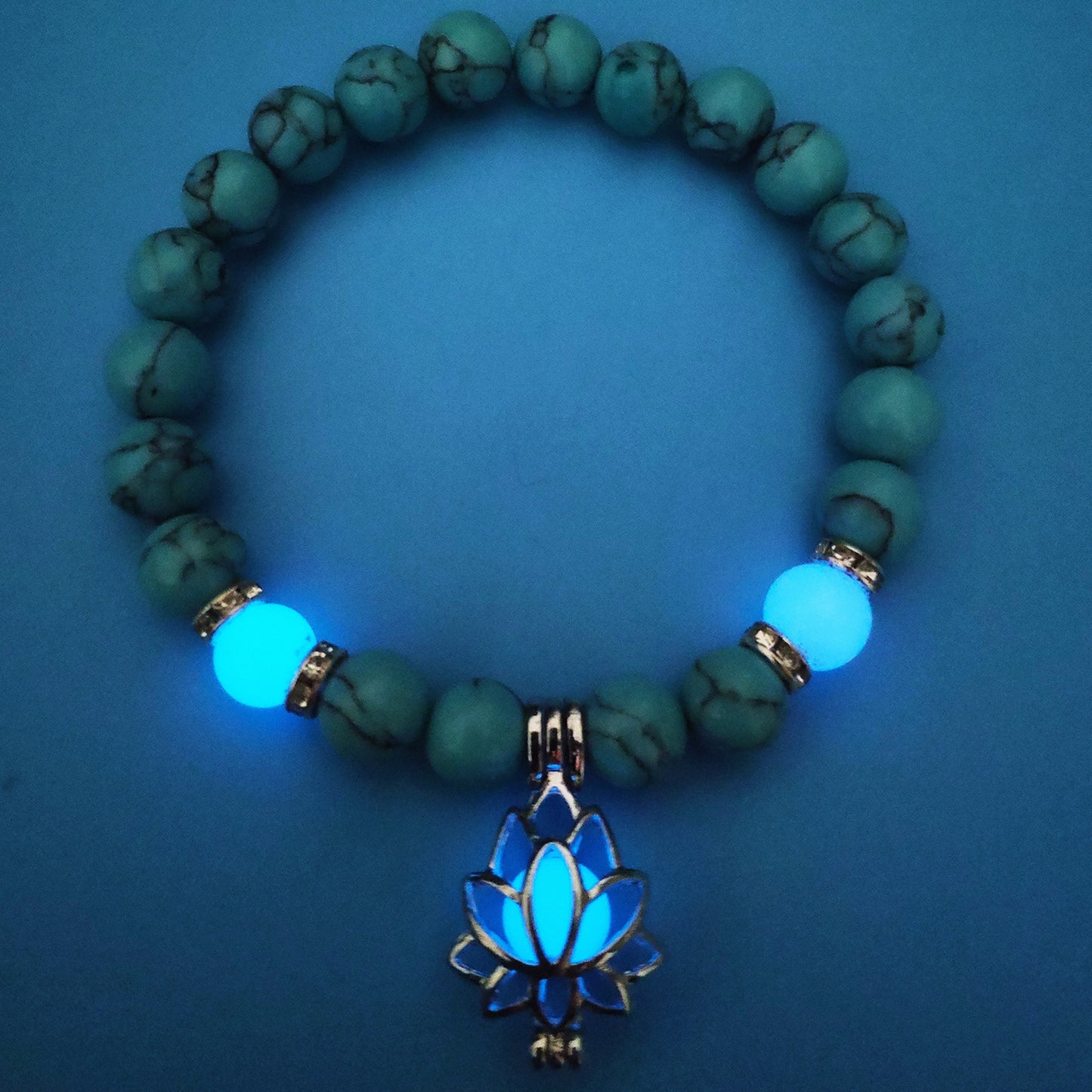 Energy Luminous Lotus Natural Stone Bracelet Yoga Healing Luminous Glow In The Dark Charm Beads Bracelet For Men & Women