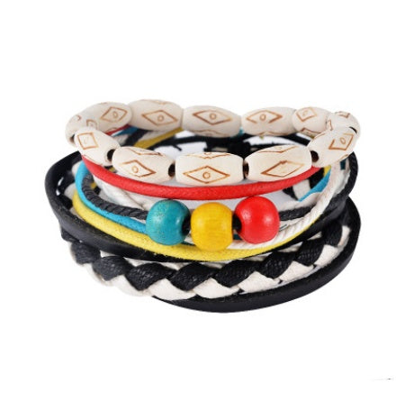 Multilayer Leather Punk Wrap Bracelet – Beaded Vintage Style for Men & Women