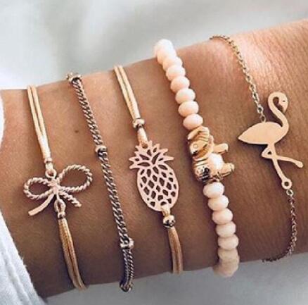 Bead Chain Bracelet & Anklet Set – Layered Fashion Jewelry for Women
