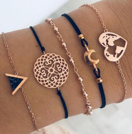 Bead Chain Bracelet & Anklet Set – Layered Fashion Jewelry for Women