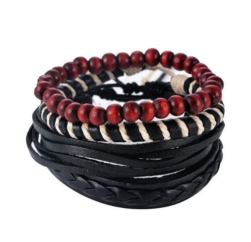 Multilayer Leather Punk Wrap Bracelet – Beaded Vintage Style for Men & Women