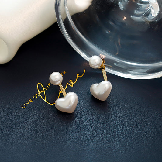 Simple Temperament Love Pearl Stud Earrings – Elegant Romantic Pearl Earrings for Women