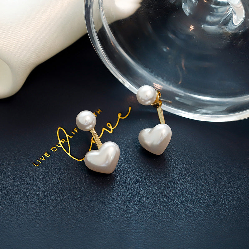 Simple Temperament Love Pearl Stud Earrings – Elegant Romantic Pearl Earrings for Women