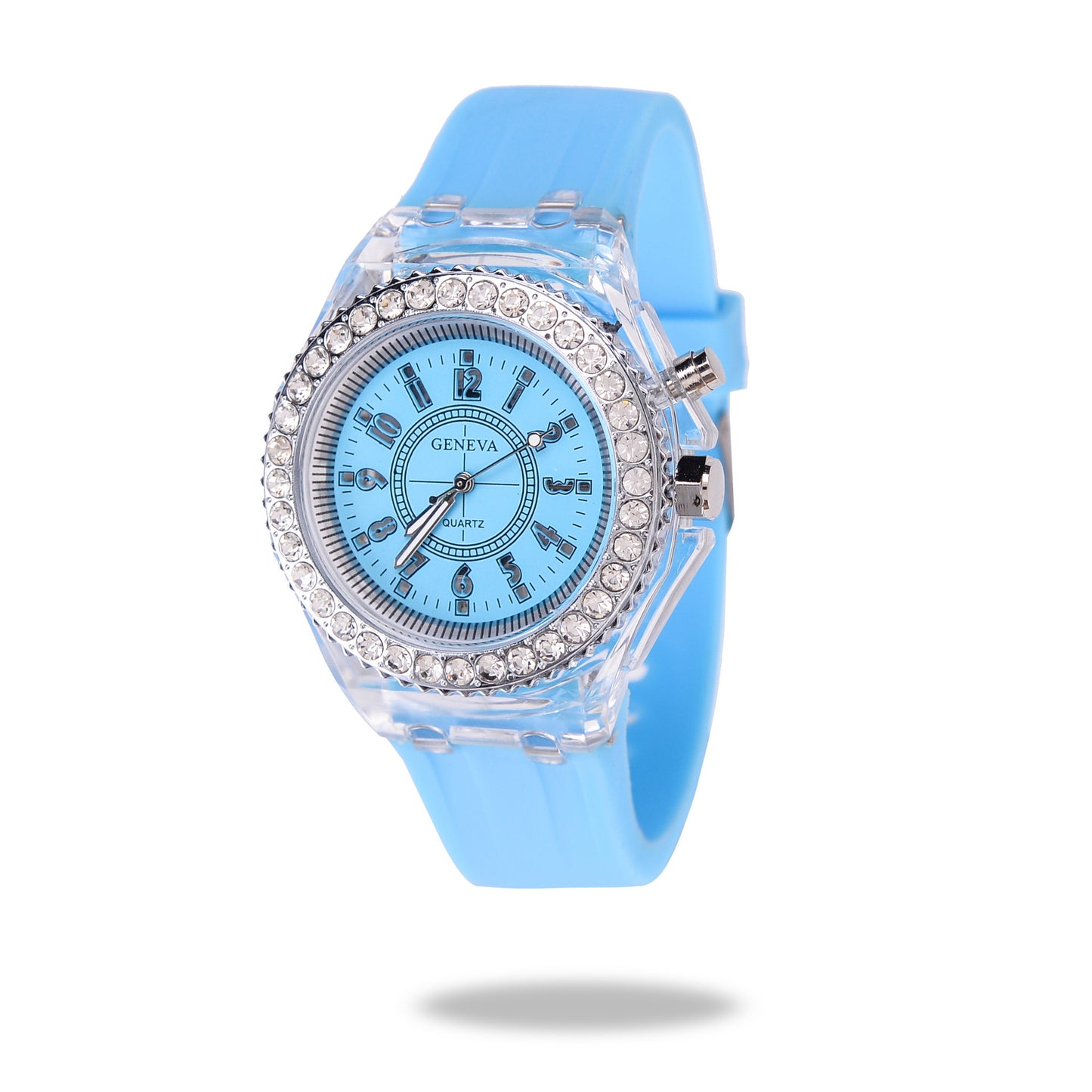 LED Luminous Geneva Quartz Watch – Women’s Silicone Bracelet Wristwatch