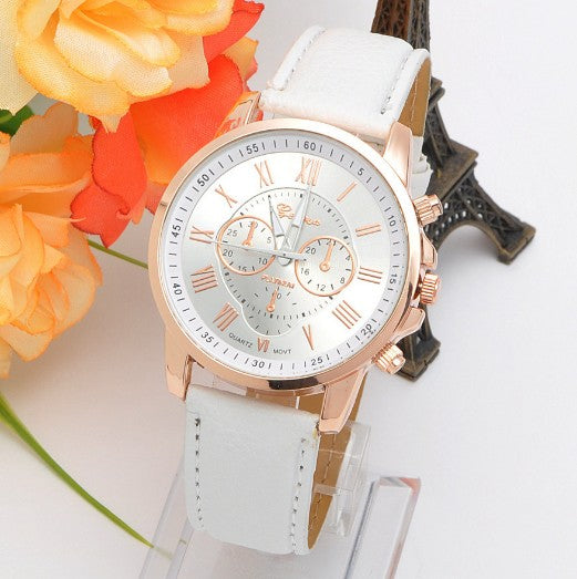 Three Eye Retro Geneva Quartz Watch – Trendy Couples & Students Belt Watch