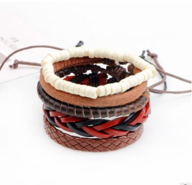 Multilayer Leather Punk Wrap Bracelet – Beaded Vintage Style for Men & Women