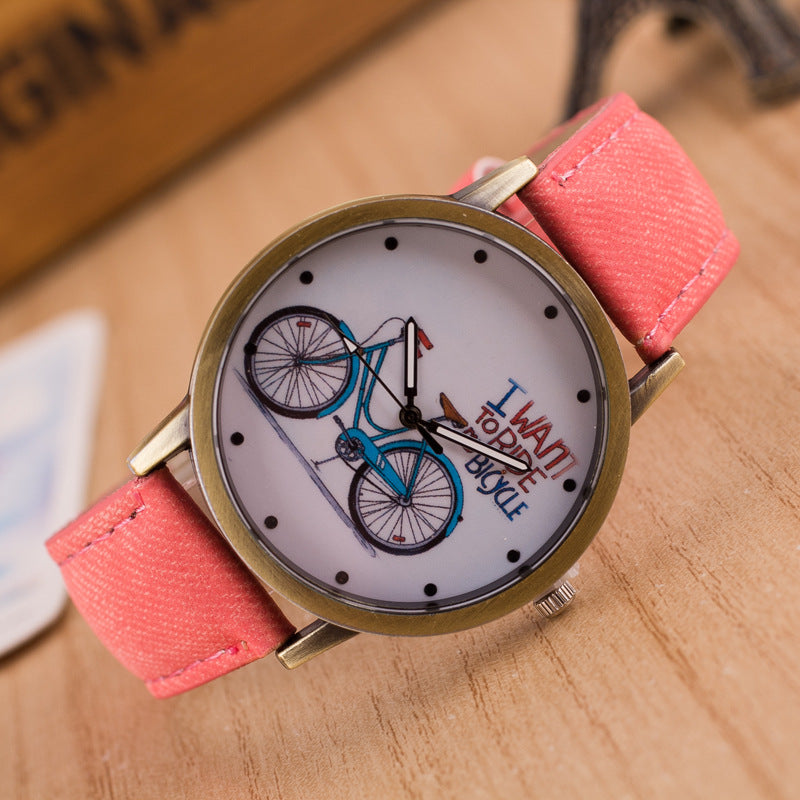 Denim Vintage Bike Ride Watch – Retro Cycling-Inspired Wristwatch