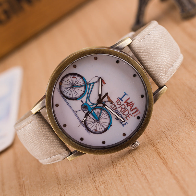 Denim Vintage Bike Ride Watch – Retro Cycling-Inspired Wristwatch
