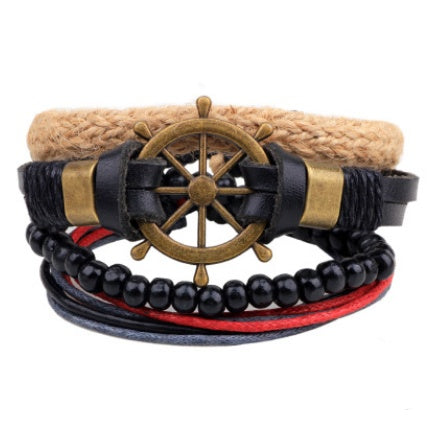 Multilayer Leather Punk Wrap Bracelet – Beaded Vintage Style for Men & Women