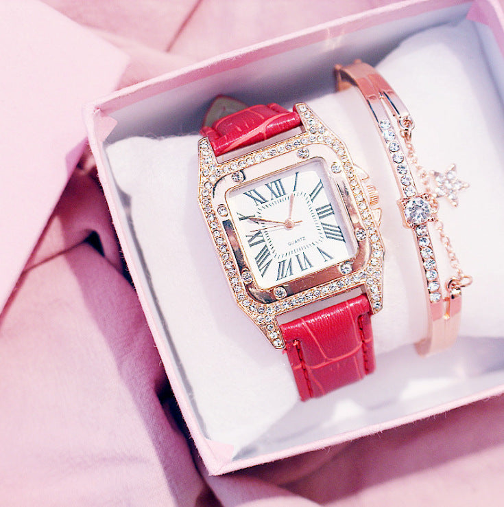 : Elegant Square Dial Quartz Watch – Classic Strap Wristwatch for Women