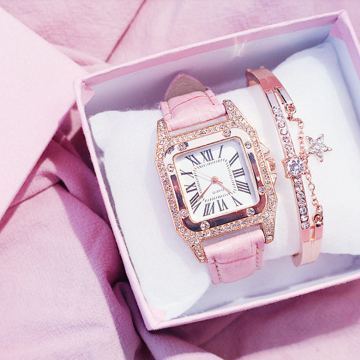 : Elegant Square Dial Quartz Watch – Classic Strap Wristwatch for Women