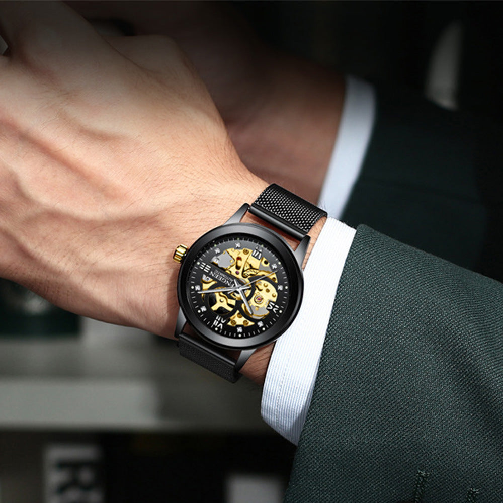 Fashion Luxury Luminous Mechanical Watch – Waterproof Steel Band Wristwatch