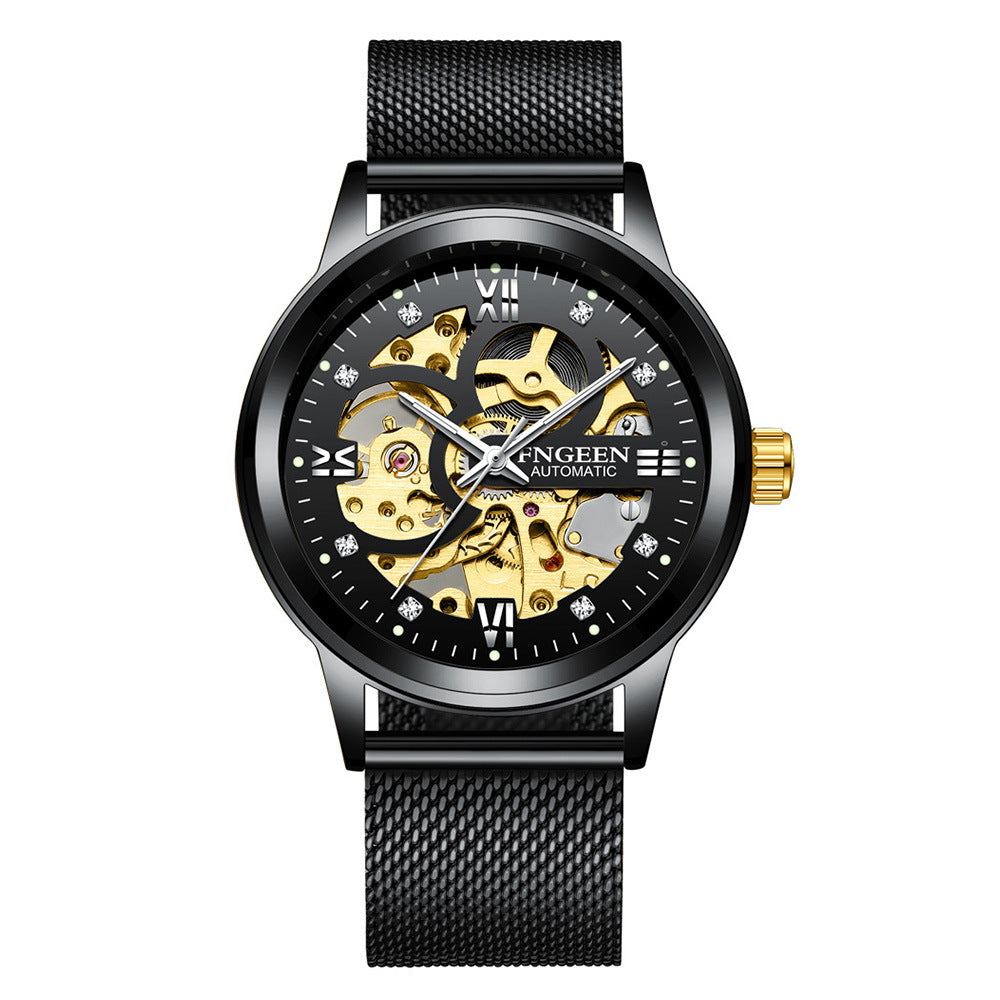 Fashion Luxury Luminous Mechanical Watch – Waterproof Steel Band Wristwatch