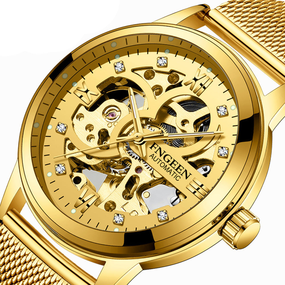 Fashion Luxury Luminous Mechanical Watch – Waterproof Steel Band Wristwatch
