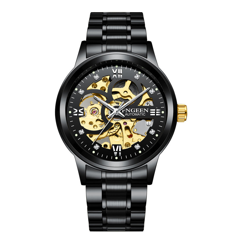 Fashion Luxury Luminous Mechanical Watch – Waterproof Steel Band Wristwatch