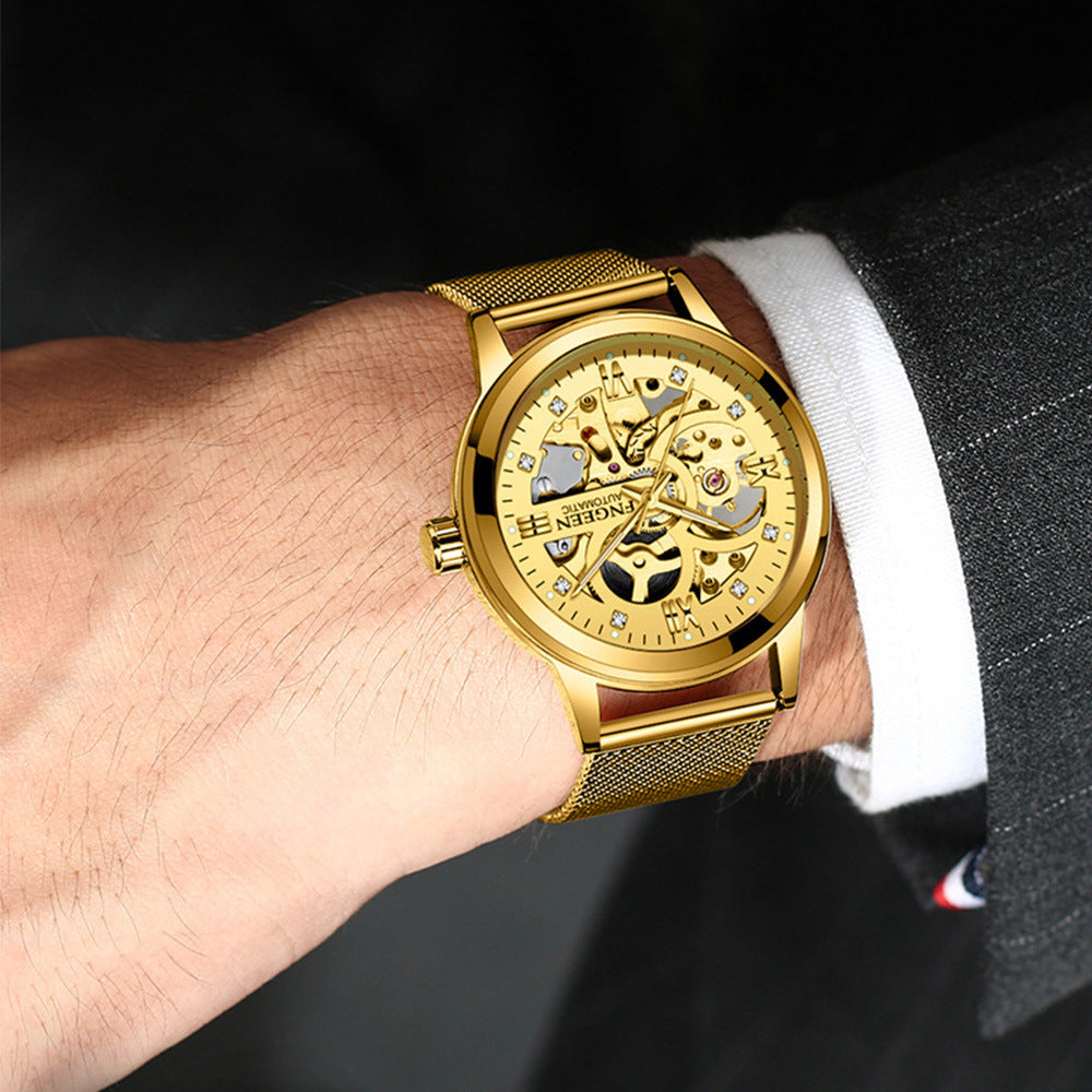 Fashion Luxury Luminous Mechanical Watch – Waterproof Steel Band Wristwatch