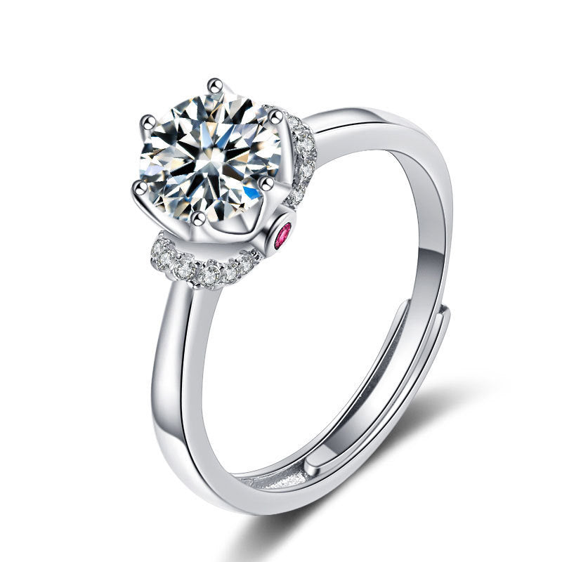 Female Imitation Moissanite Diamond Ring – Brilliant Simulation Diamond Ring for Women