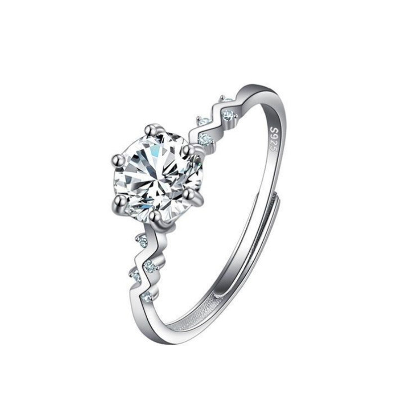Female Imitation Moissanite Diamond Ring – Brilliant Simulation Diamond Ring for Women