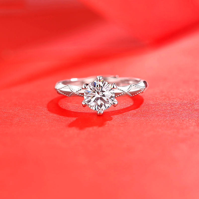 Female Imitation Moissanite Diamond Ring – Brilliant Simulation Diamond Ring for Women