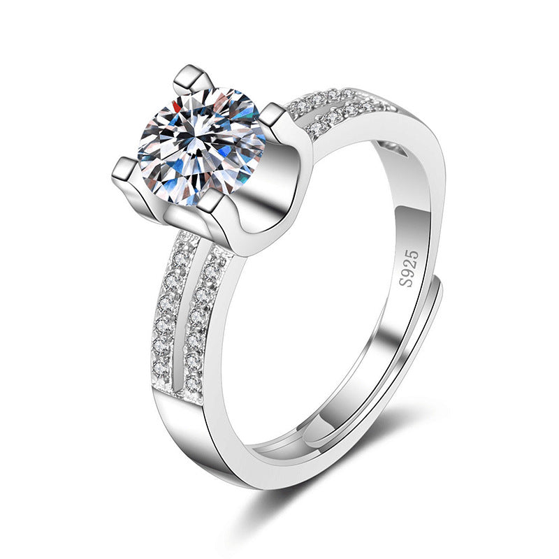 Female Imitation Moissanite Diamond Ring – Brilliant Simulation Diamond Ring for Women