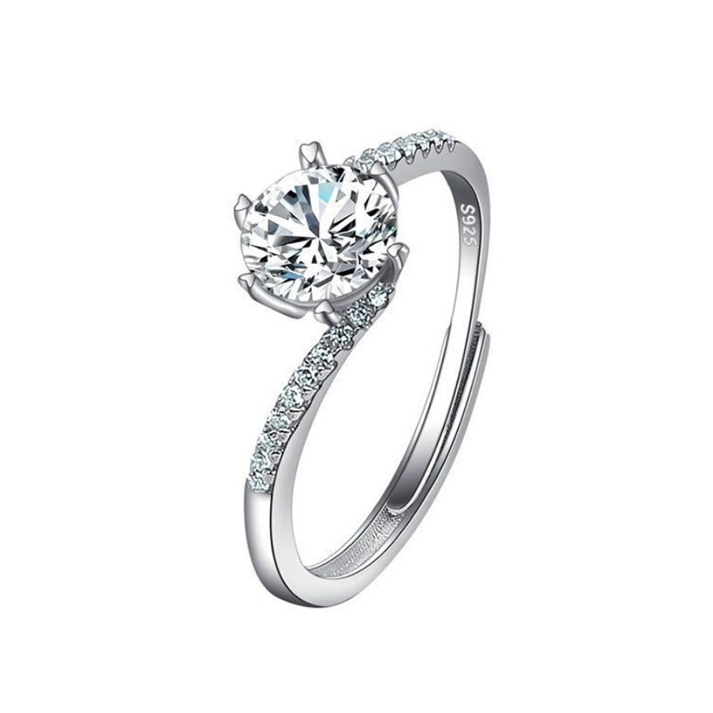 Female Imitation Moissanite Diamond Ring – Brilliant Simulation Diamond Ring for Women
