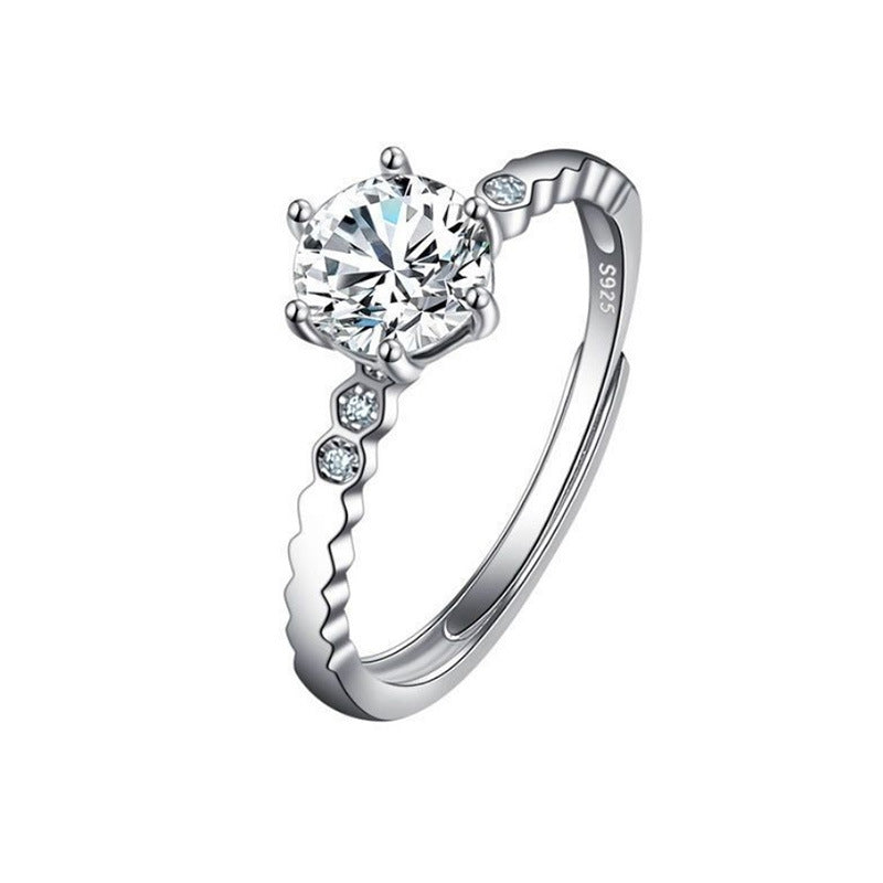Female Imitation Moissanite Diamond Ring – Brilliant Simulation Diamond Ring for Women