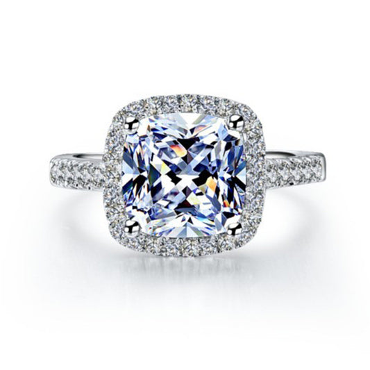 Ladies 1 Carat Moissanite Diamond Ring – Luxury Round & Princess Square Cut Ring