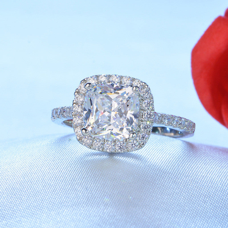 Ladies 1 Carat Moissanite Diamond Ring – Luxury Round & Princess Square Cut Ring