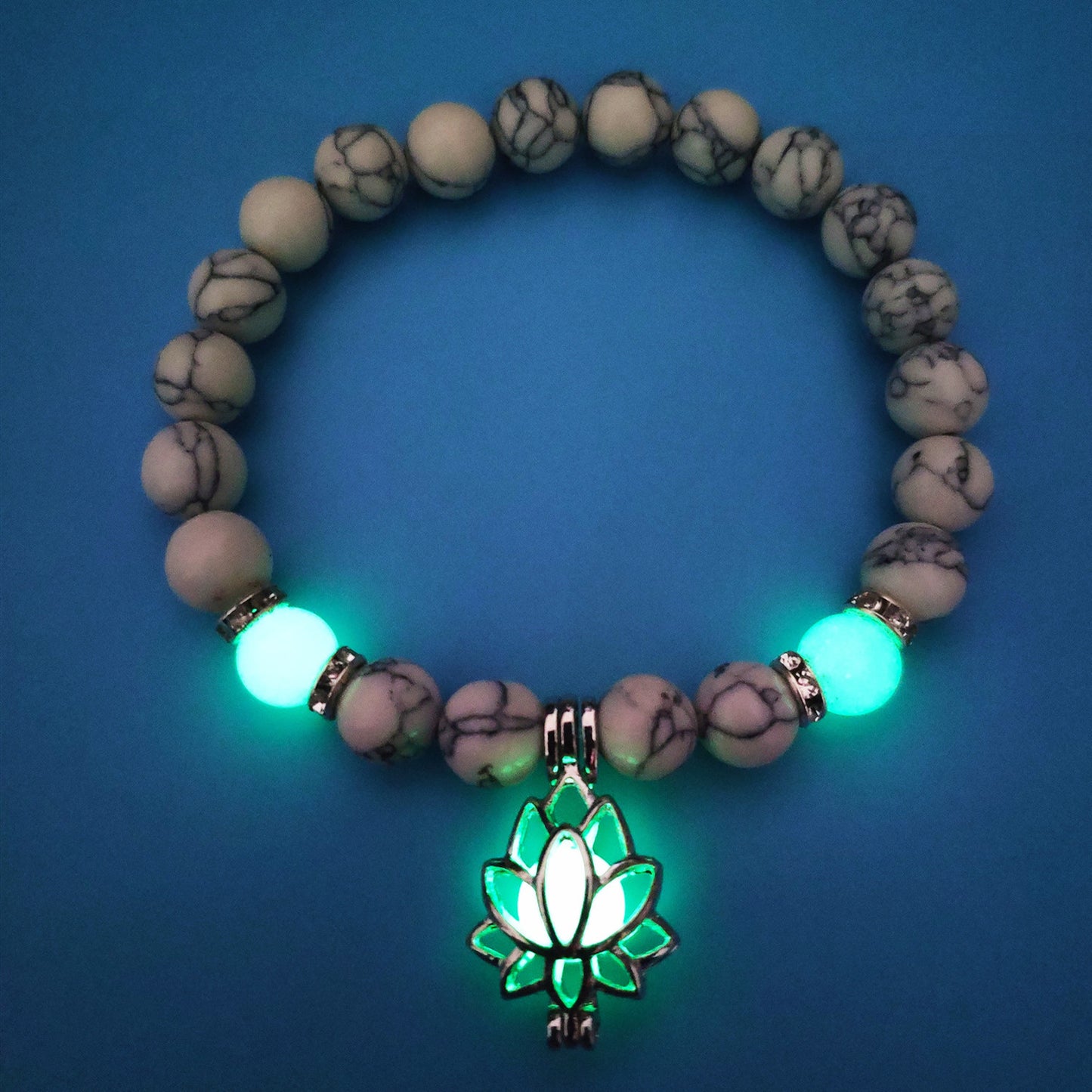 Energy Luminous Lotus Natural Stone Bracelet Yoga Healing Luminous Glow In The Dark Charm Beads Bracelet For Men & Women