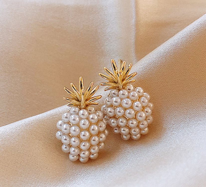 Pineapple Starfish Pearl Earrings – Cute Tropical Beach Stud Earrings for Women
