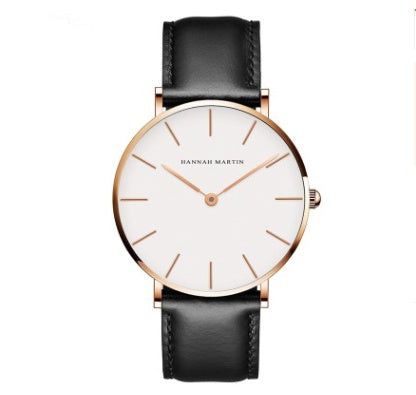 Ultra-Thin Quartz Watch – Waterproof Business Casual Black Belt Watch for Men & Women