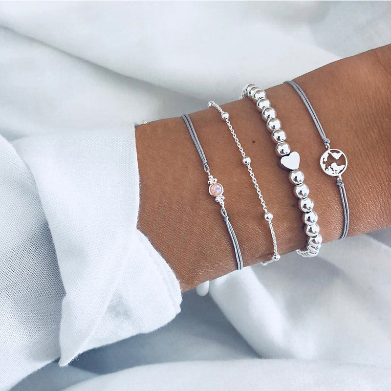 Bead Chain Bracelet & Anklet Set – Layered Fashion Jewelry for Women