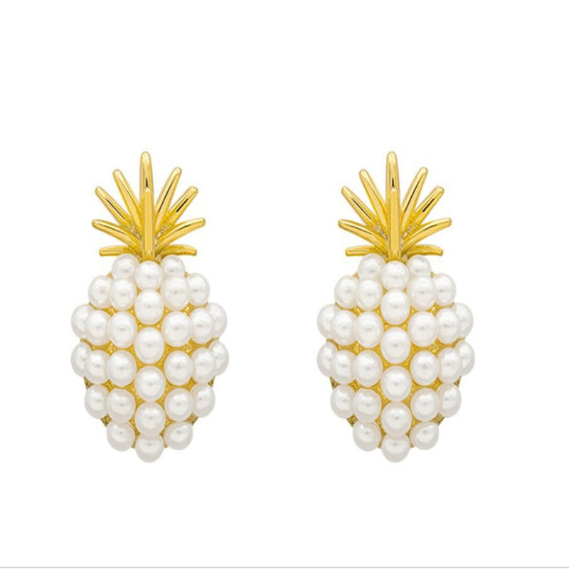 Pineapple Starfish Pearl Earrings – Cute Tropical Beach Stud Earrings for Women