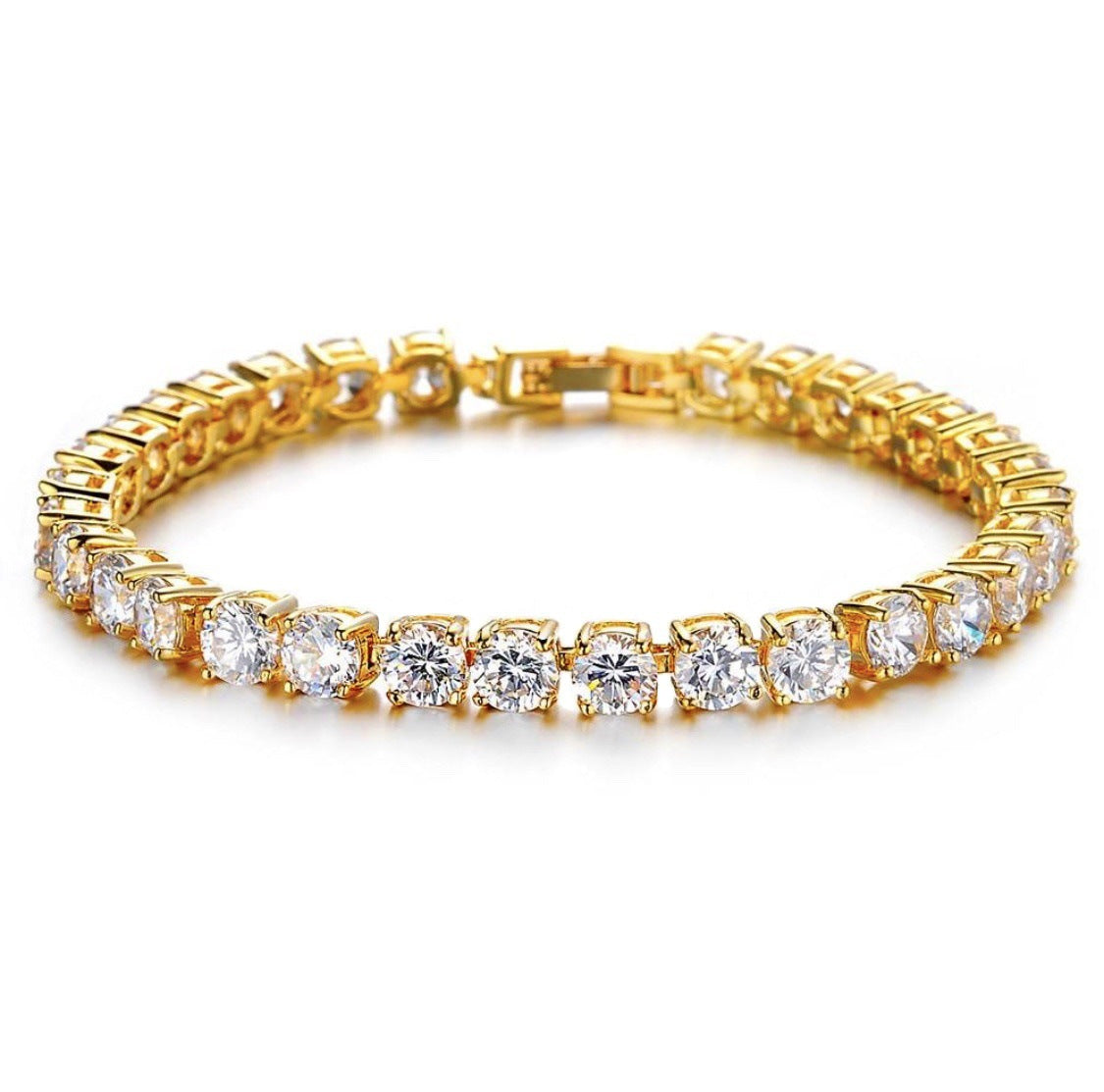 Iced Out Hip Hop Tennis Bracelet – Single Row Rhinestone Zirconia Link Chain Jewelry